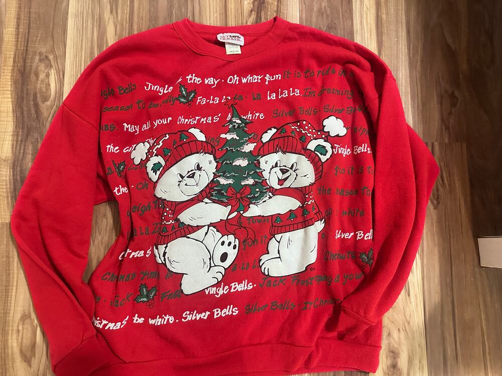 Vintage 90s Christmas Bears Red Sweatshirt by Nutcracker